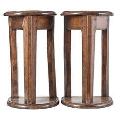 Antique Pair of Mid-17th Century French Walnut and Oak "Tabourets de Chanters"