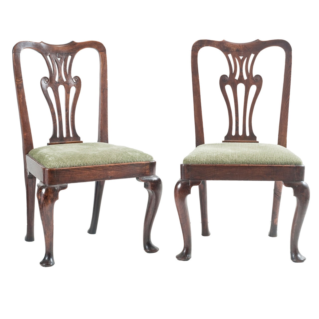 Pair of 18th Century English Queen Anne Oak Occasional Chairs For Sale