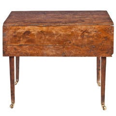 Antique George III Solid Yew Wood Pembroke Table