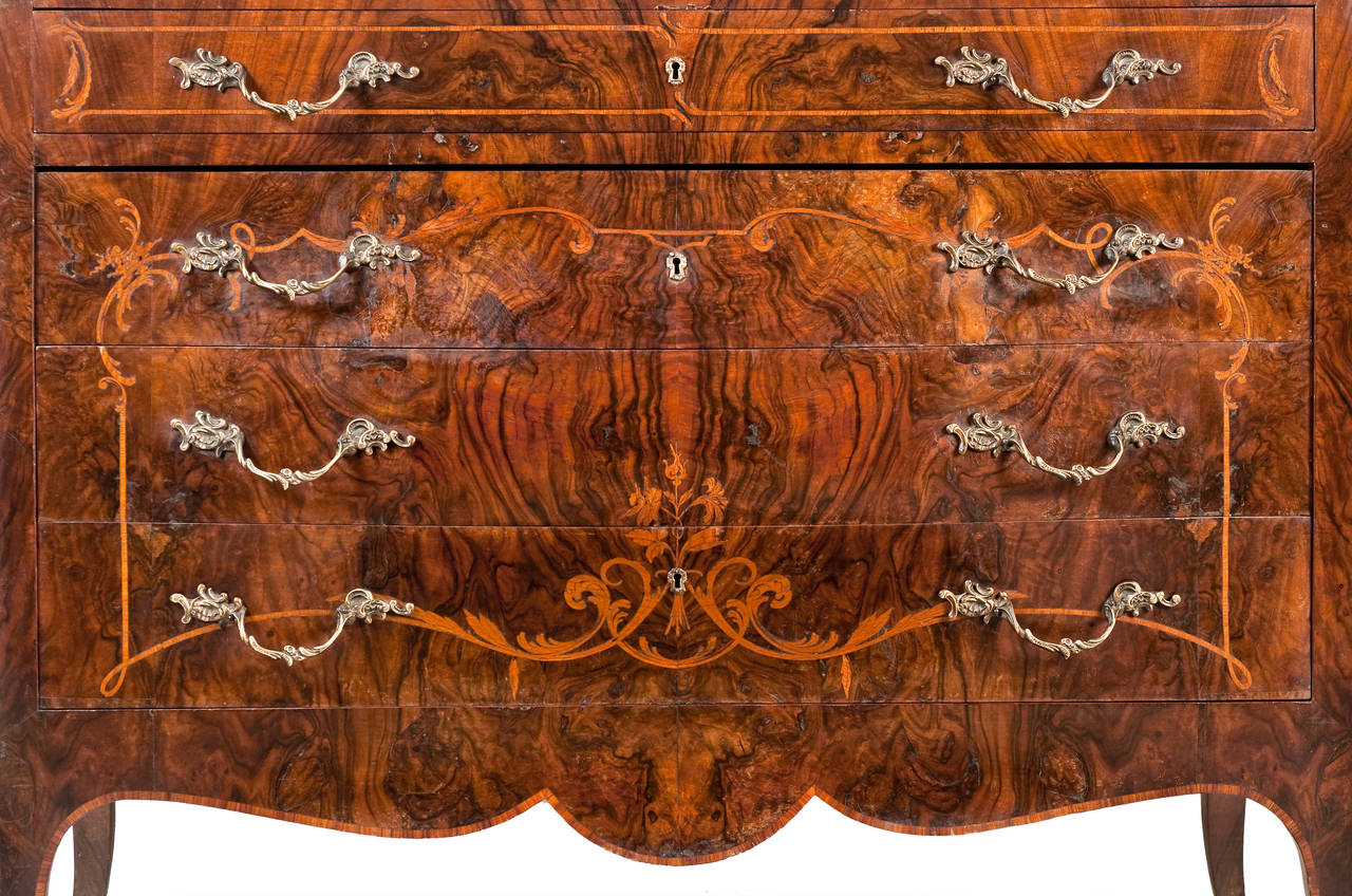 Ormolu Late 19th Century French Book-Matched Figured Walnut Commode For Sale