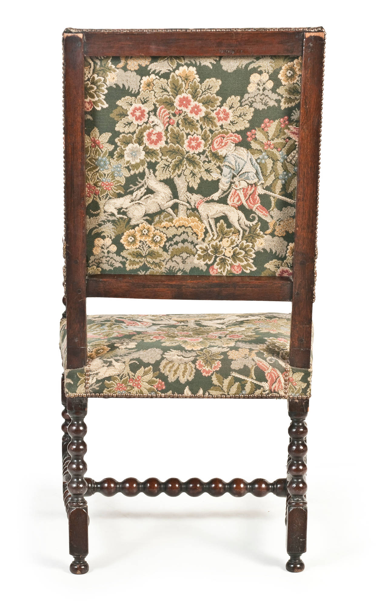 Early 19th Century French Oak Bobbin-Turned Tapestry Upholstered Armchair For Sale 1