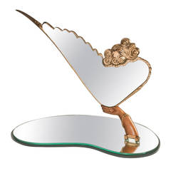 Vintage Decorative 20th Century French Bronze Mirror, Signed "Erte 1985"