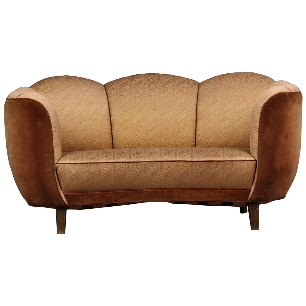 Swedish Art Deco Curved Sofa