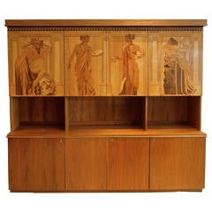 Vintage Important Cabinet with Panels Designed by Ewald Dahlskog