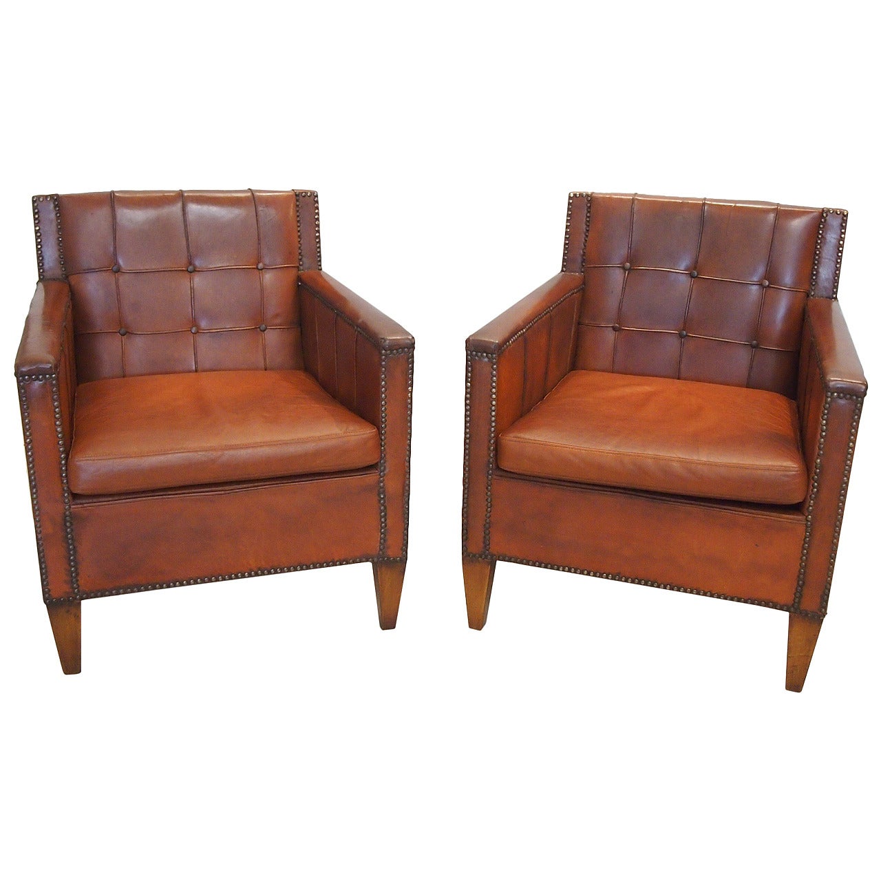 Pair of Leather Library Chairs