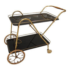 Brass and Black Glass Drinks Trolley