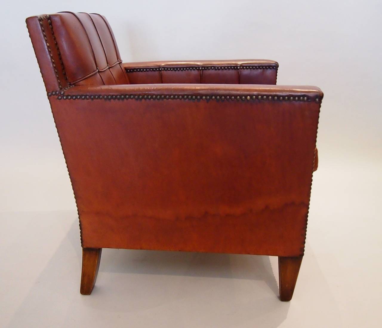 Art Deco Pair of Leather Library Chairs