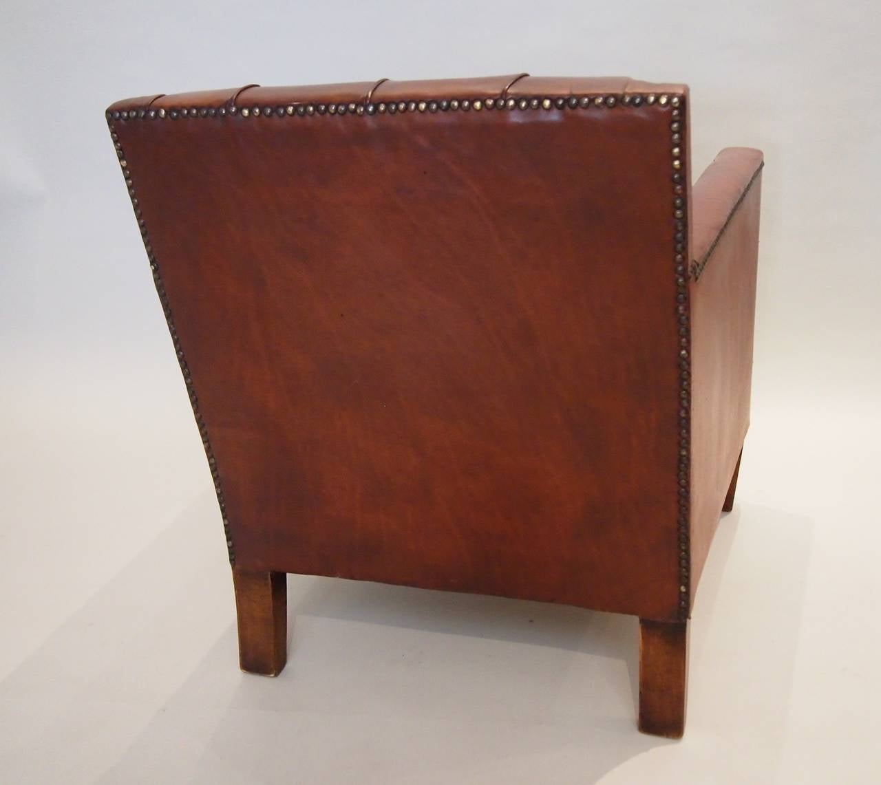 Mid-20th Century Pair of Leather Library Chairs