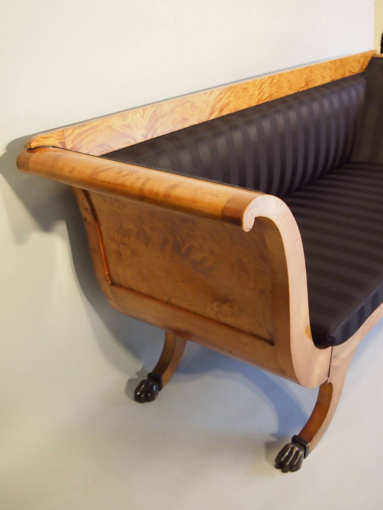 Swedish Flame Birch Biedermeier Sofa In Good Condition In Armadale, Victoria