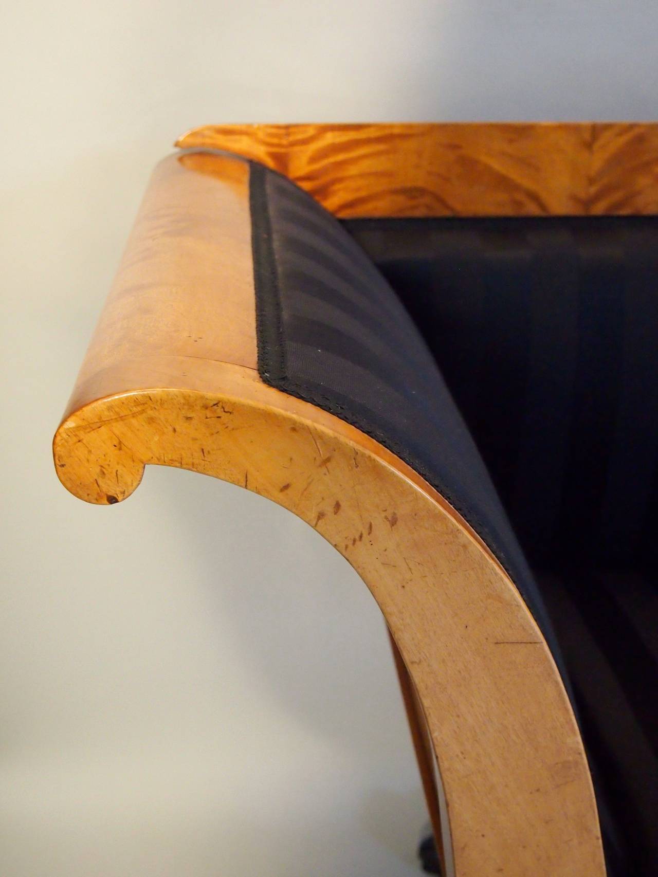 19th Century Swedish Flame Birch Biedermeier Sofa