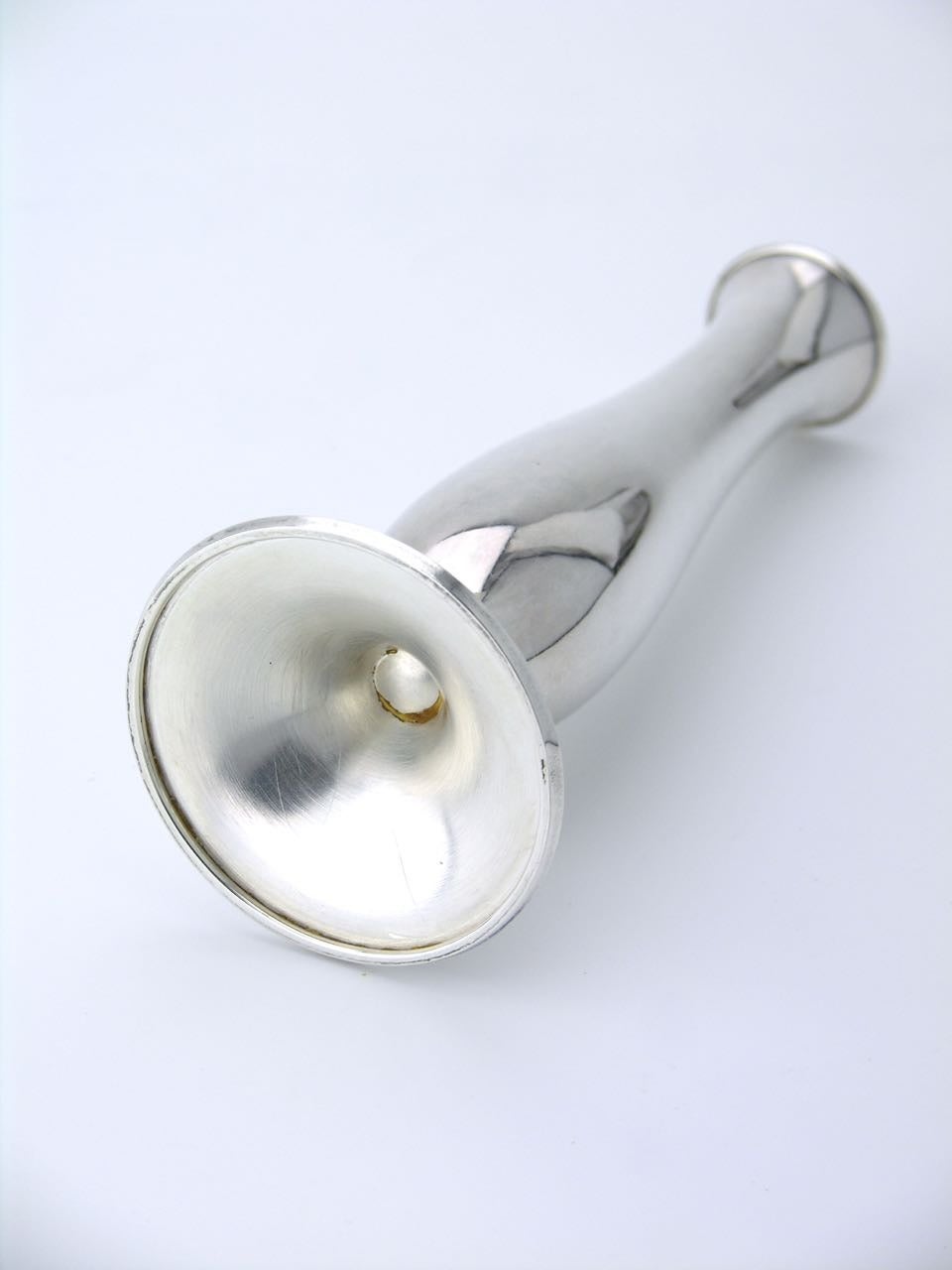 A small bud vase of a tapered bulb form on a flared foot - marked 800 for Continental silver by Jezler of Switzerland.

Jelzer had the exclusive rights to make silver for Bulgari.

Total weight 58 grms.
