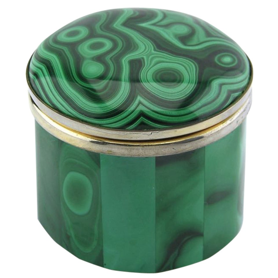 Malachite Round Hinged Table Box