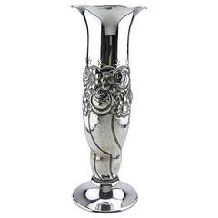 David Andersen Solid Silver Art Deco Trumpet Shape Vase