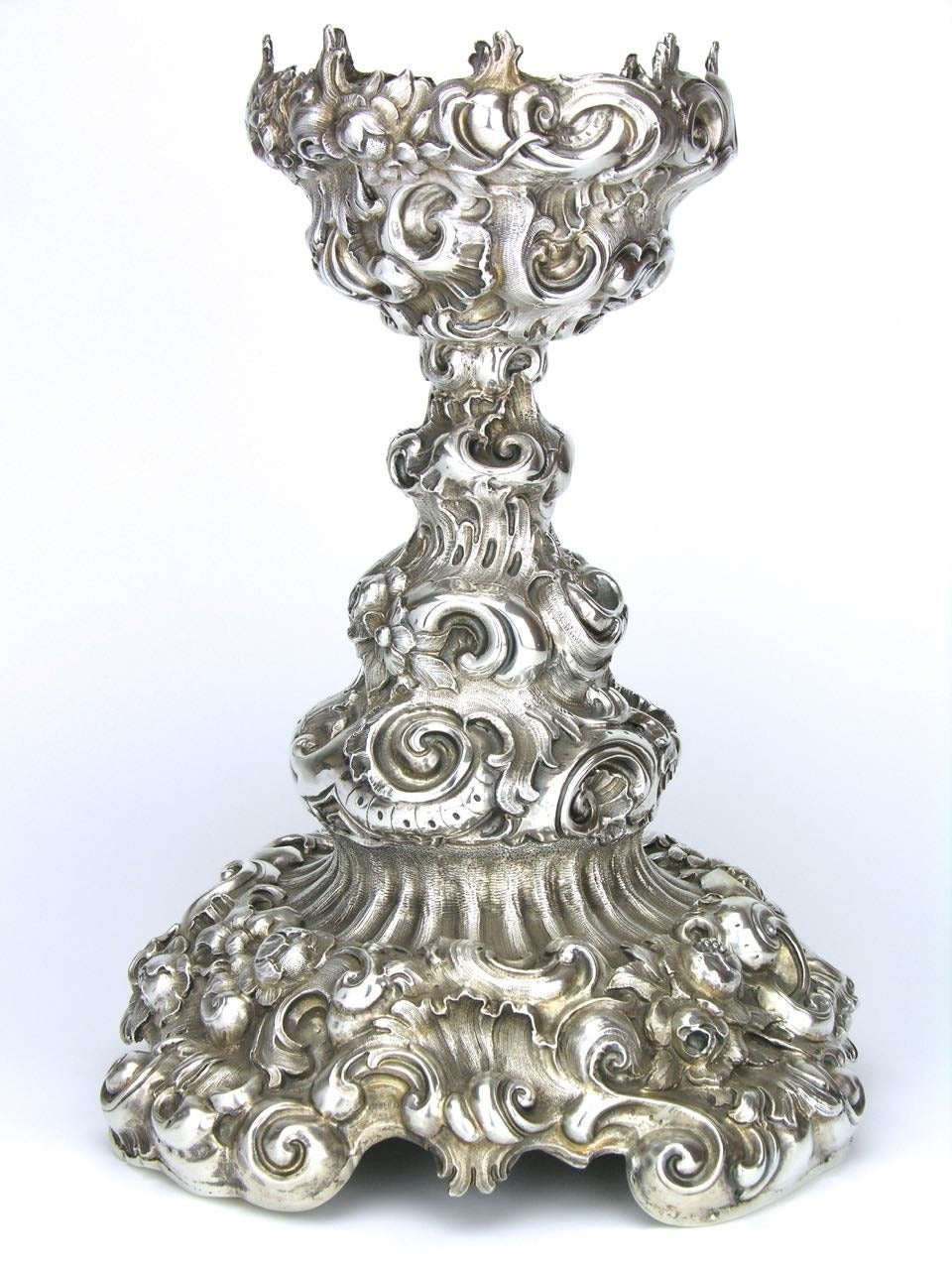 Repoussé 19th Century Austrian Continental Silver and Crystal Centerpiece For Sale