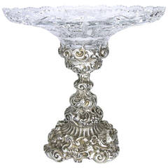 19th Century Austrian Continental Silver and Crystal Centerpiece