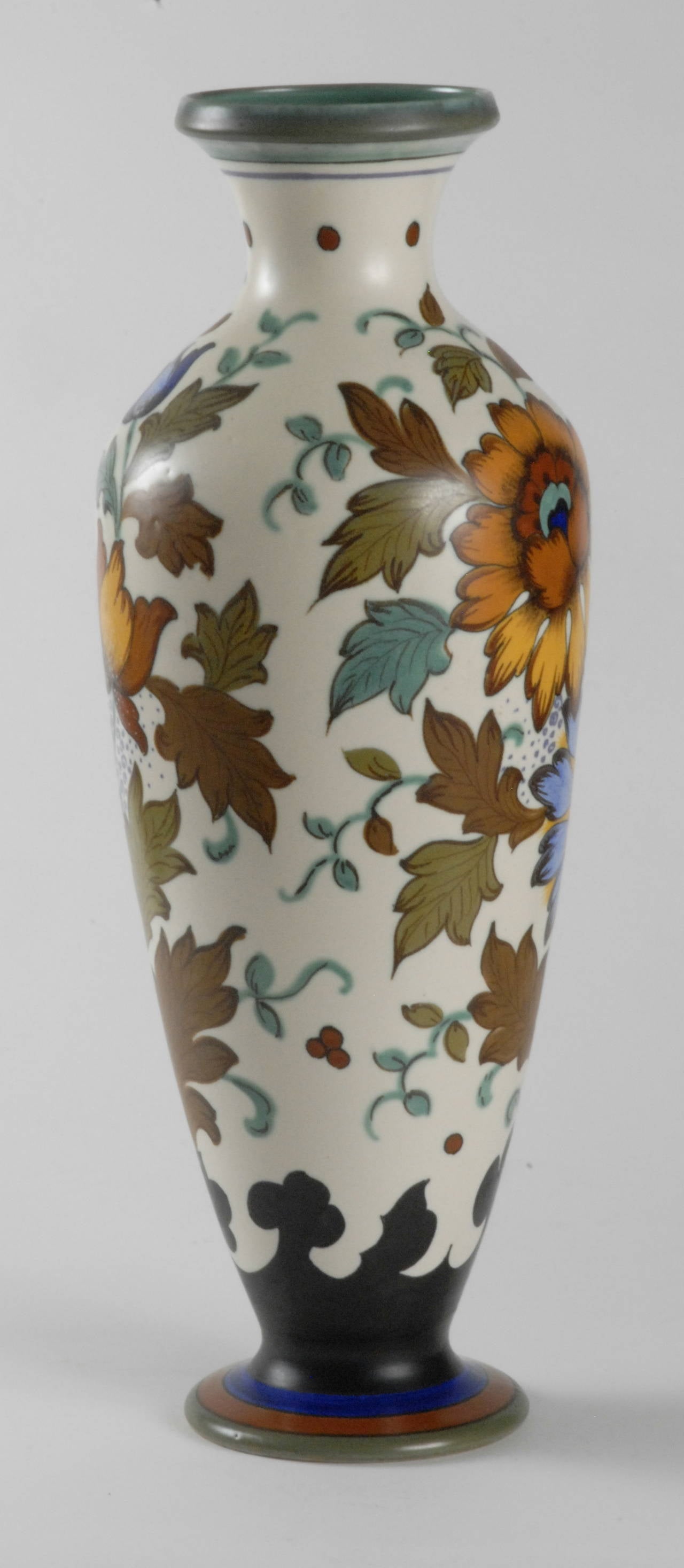 Hand-Painted Gouda 1950s Hand Painted Large Vase