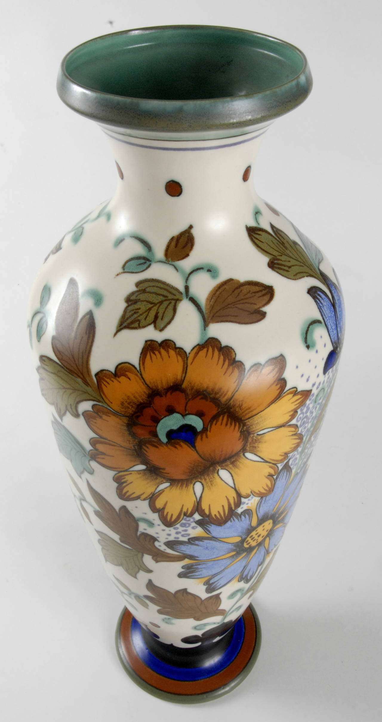 Ceramic Gouda 1950s Hand Painted Large Vase