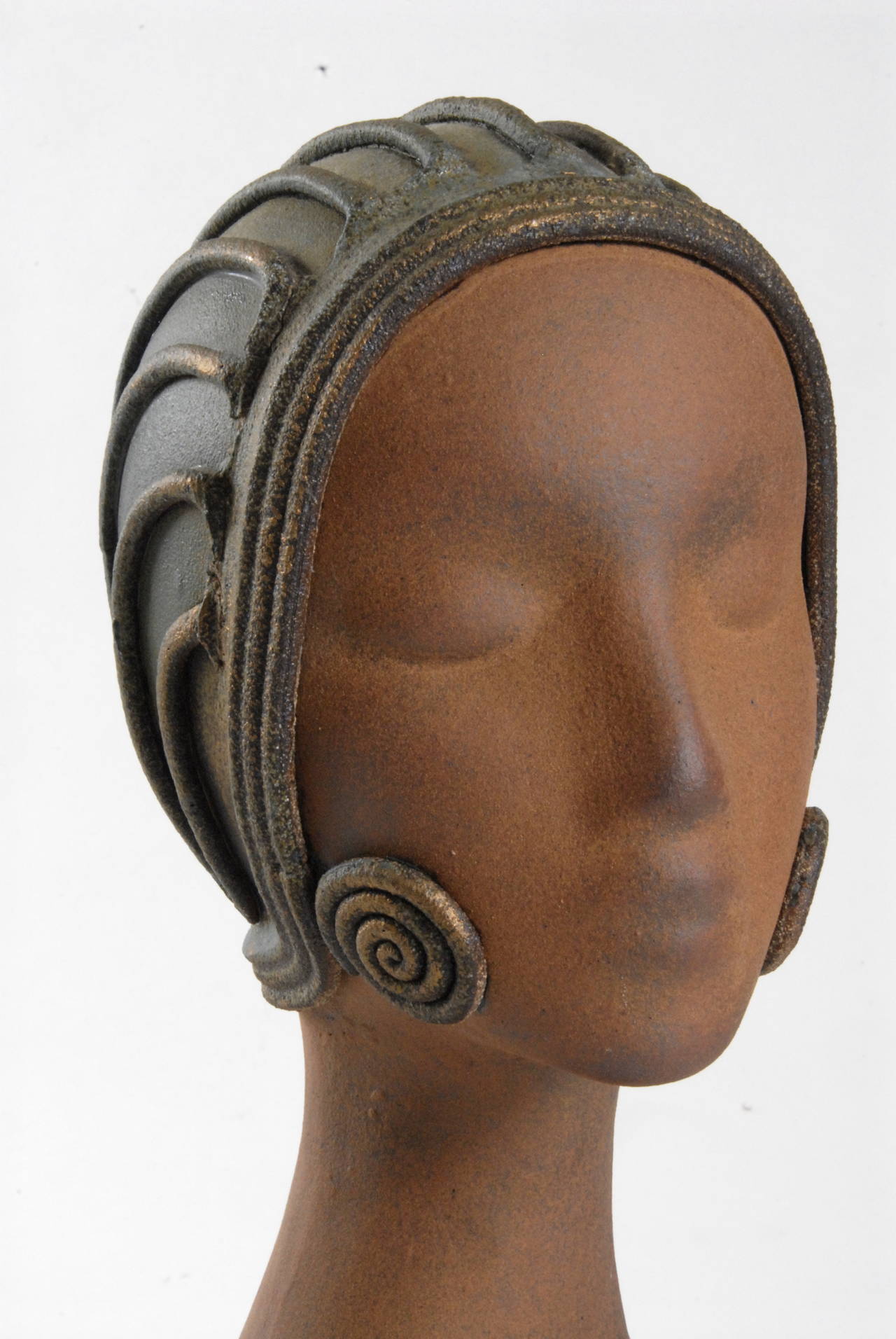 Australian Mid-20th Century Terracotta Deco Style Head