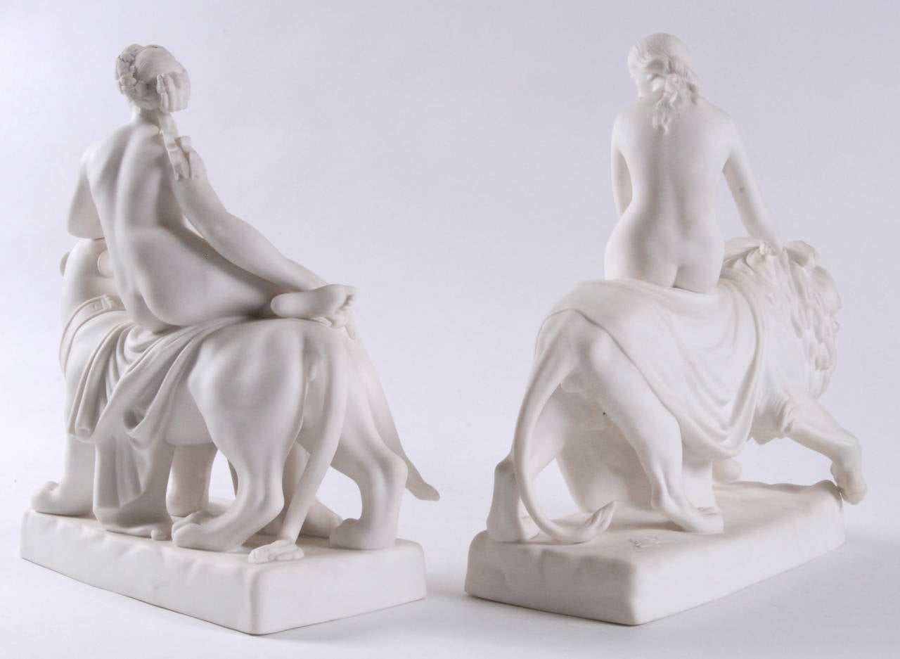 A pair of Minton Parian figures depicting 