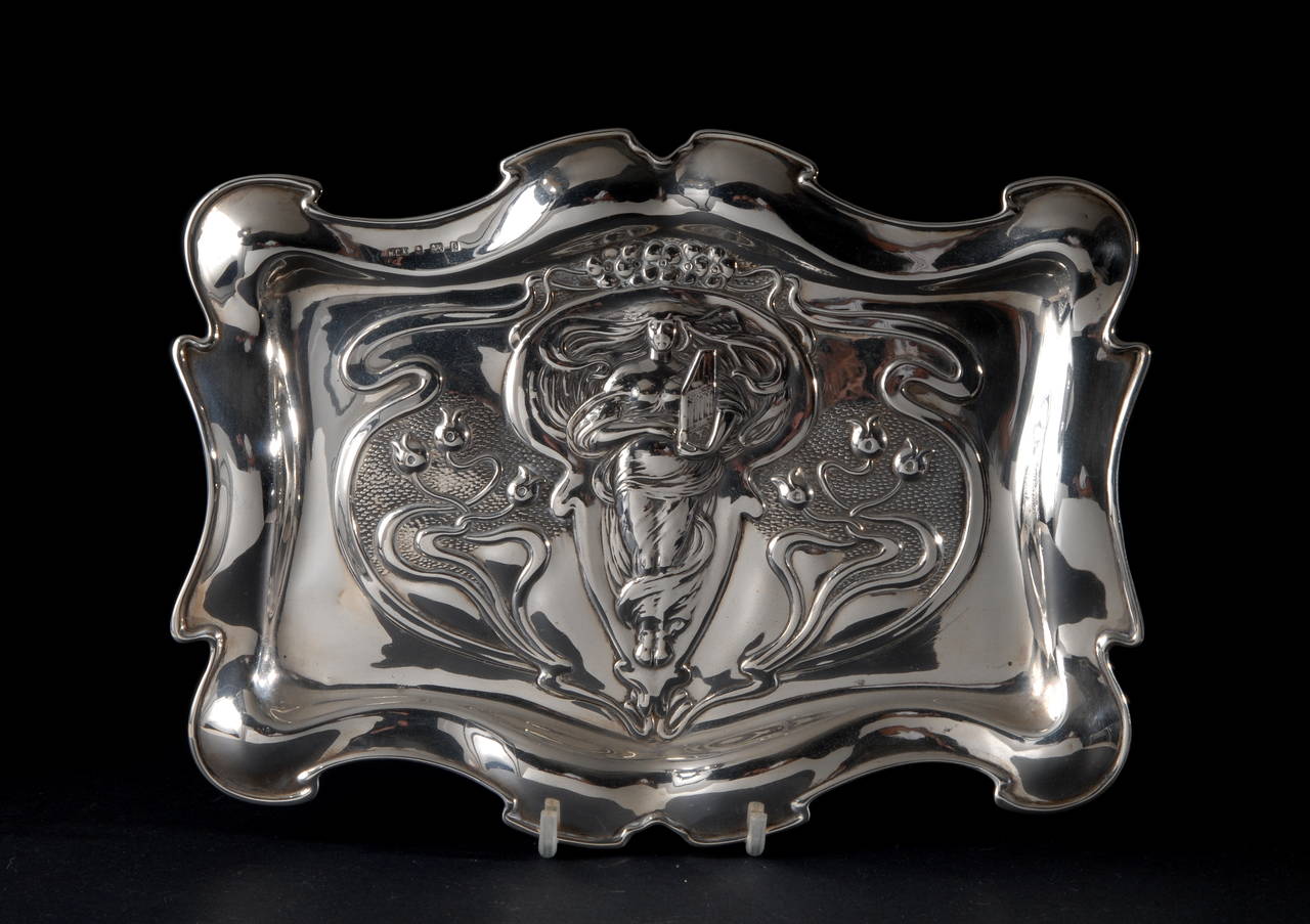Arts and Crafts Arts & Crafts English Silver Tray For Sale