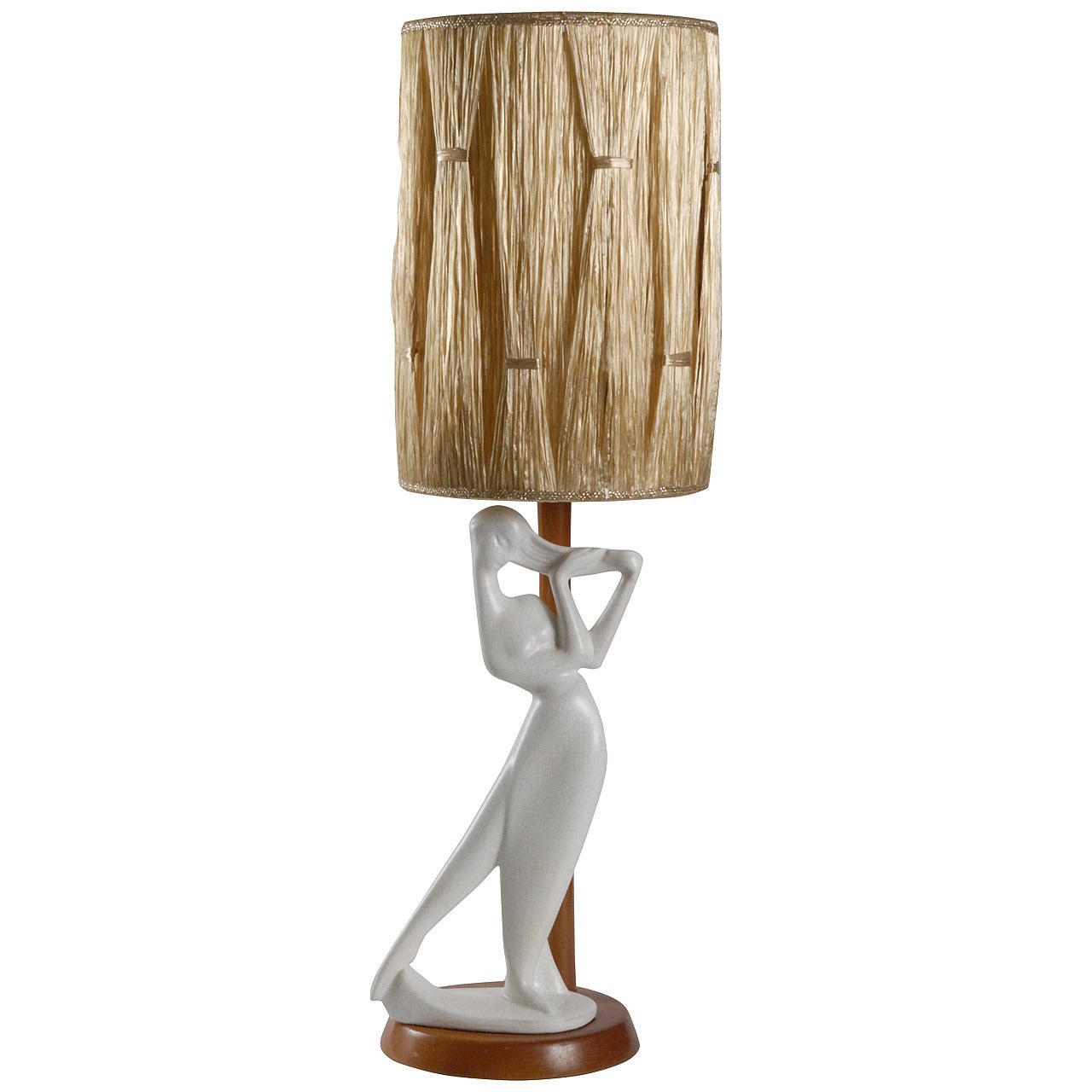 Barsony, 1950s Tall White Lady Lamp For Sale