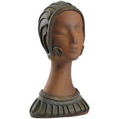 Mid-20th Century Terracotta Deco Style Head 12