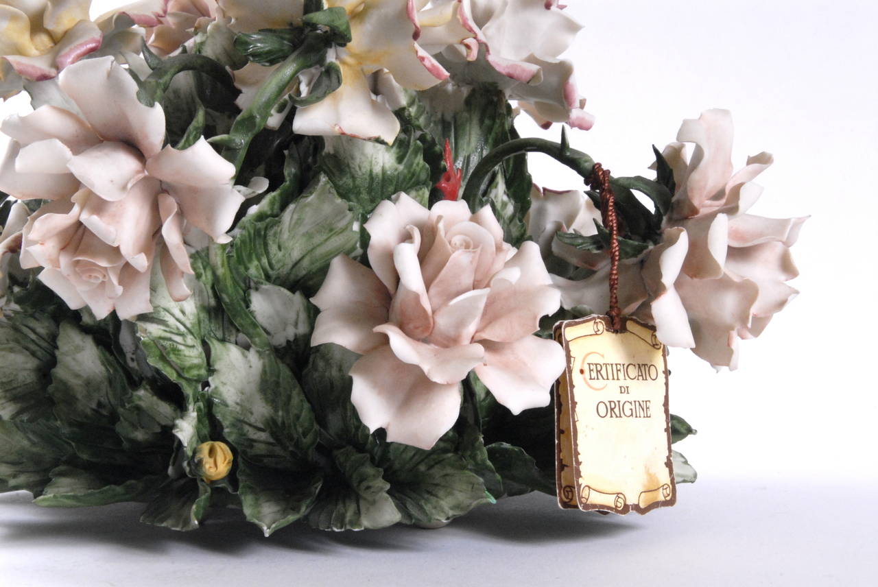 Hand-Crafted Mid-20th Century Capodimonte Roses Table Centre