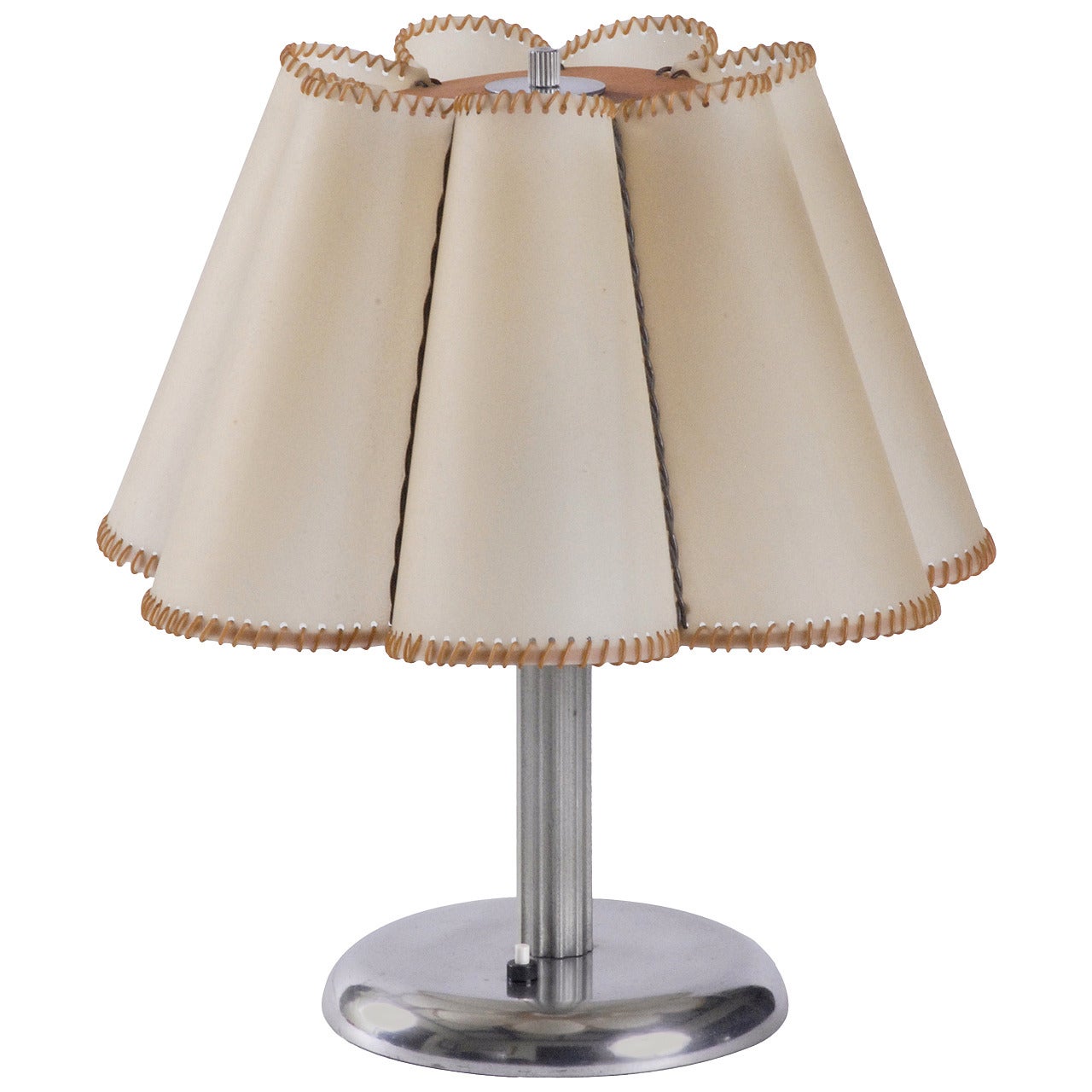 German Table Lamp in Polished Aluminium with Lucite Shade, 1940s