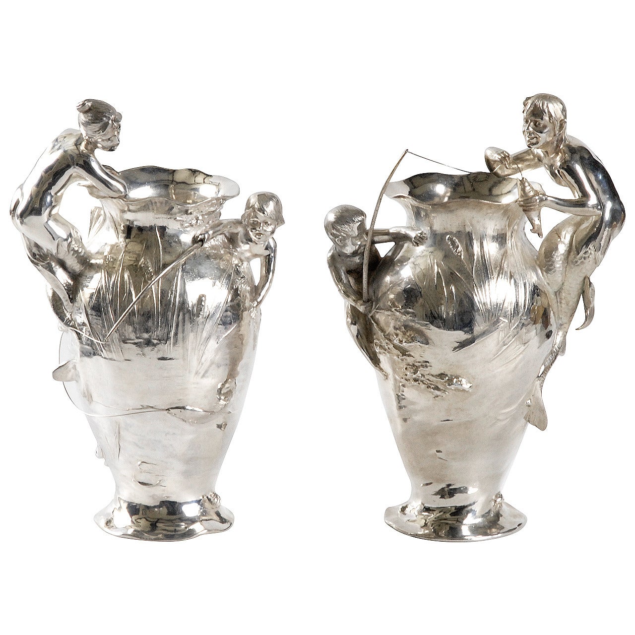 WMF Pair of Flower Vases, circa 1906 Germany For Sale