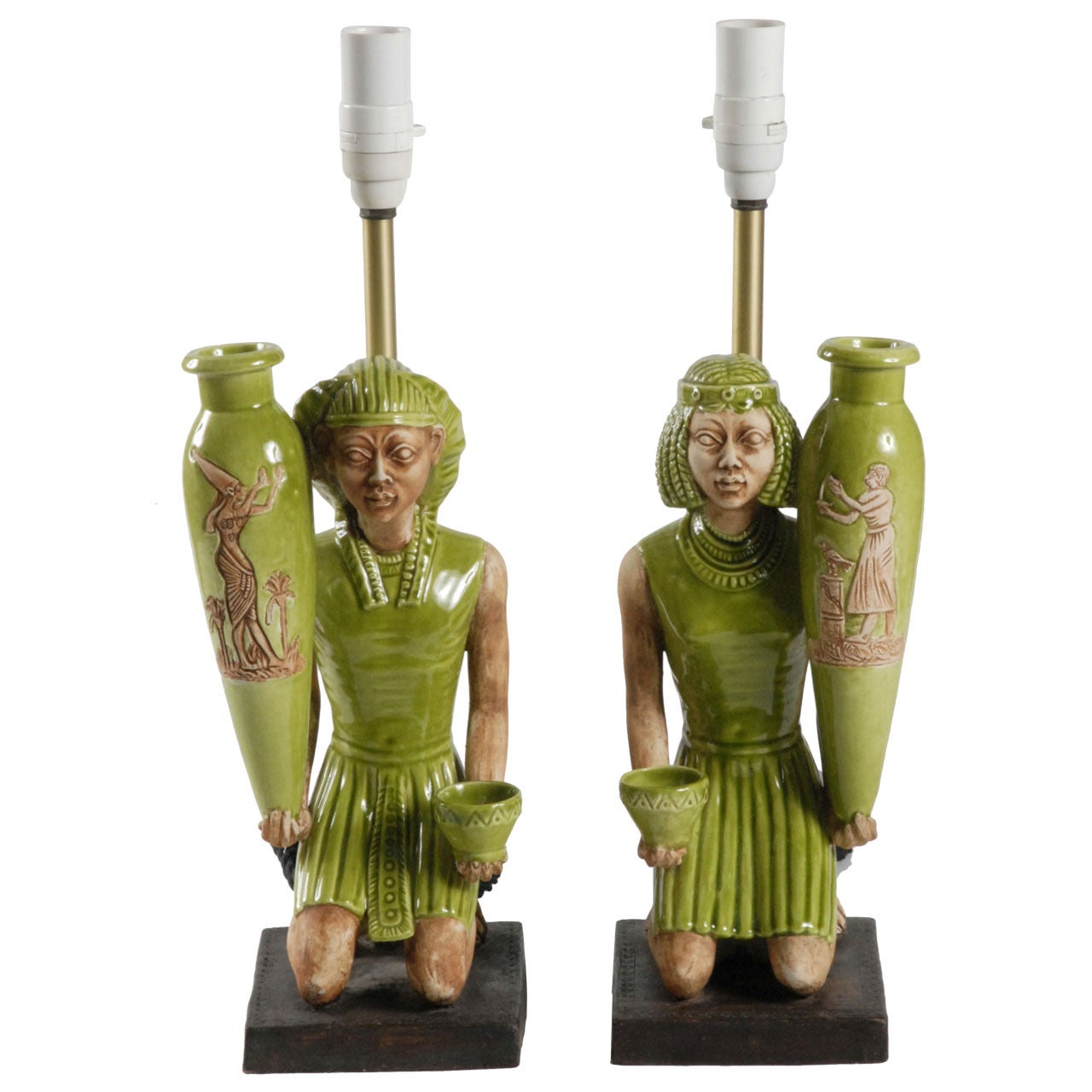 Mid-century pair Italian ceramic lamp bases.