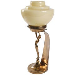 Art Deco 'Diana' copper lamp.