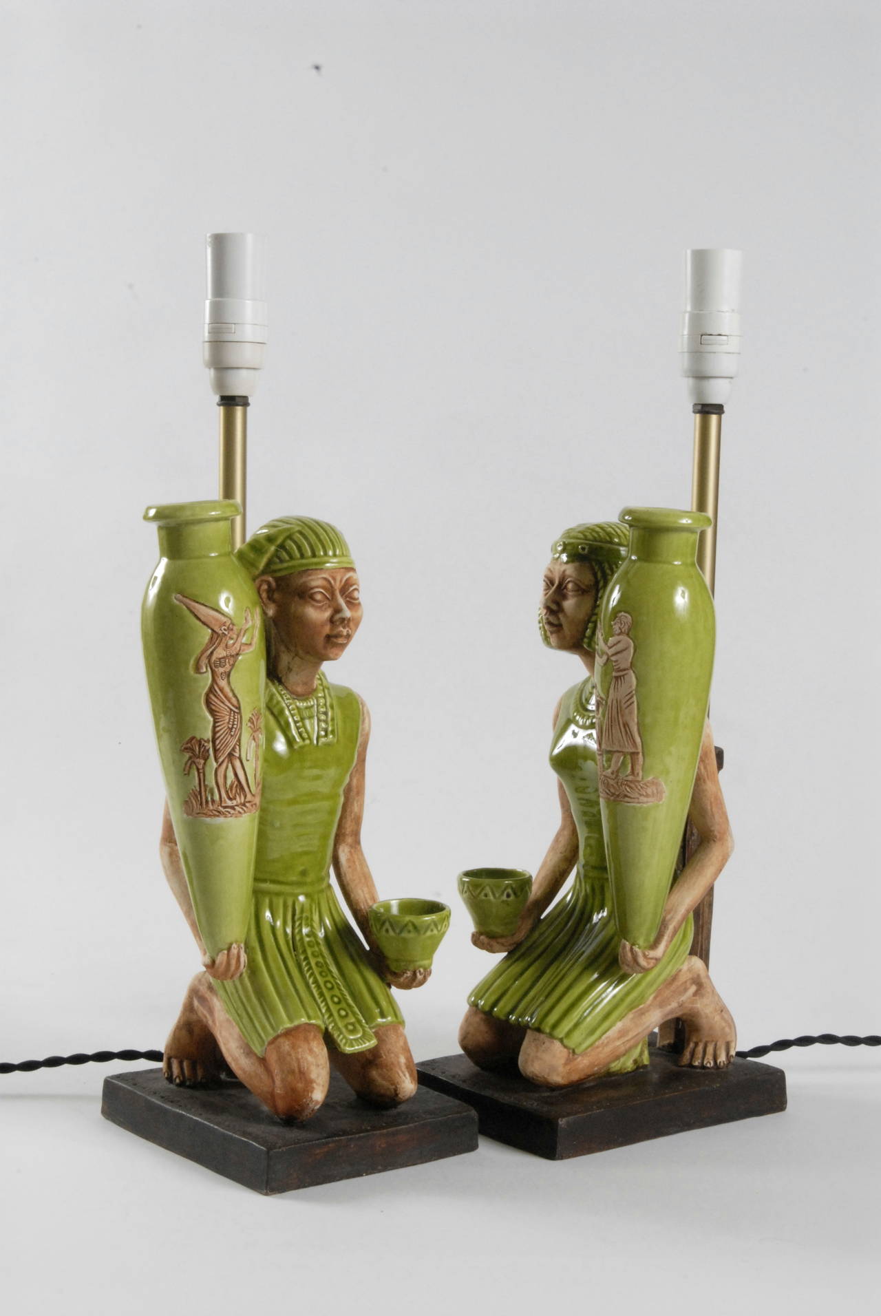 Mid-Century Modern Mid-century pair Italian ceramic lamp bases. For Sale