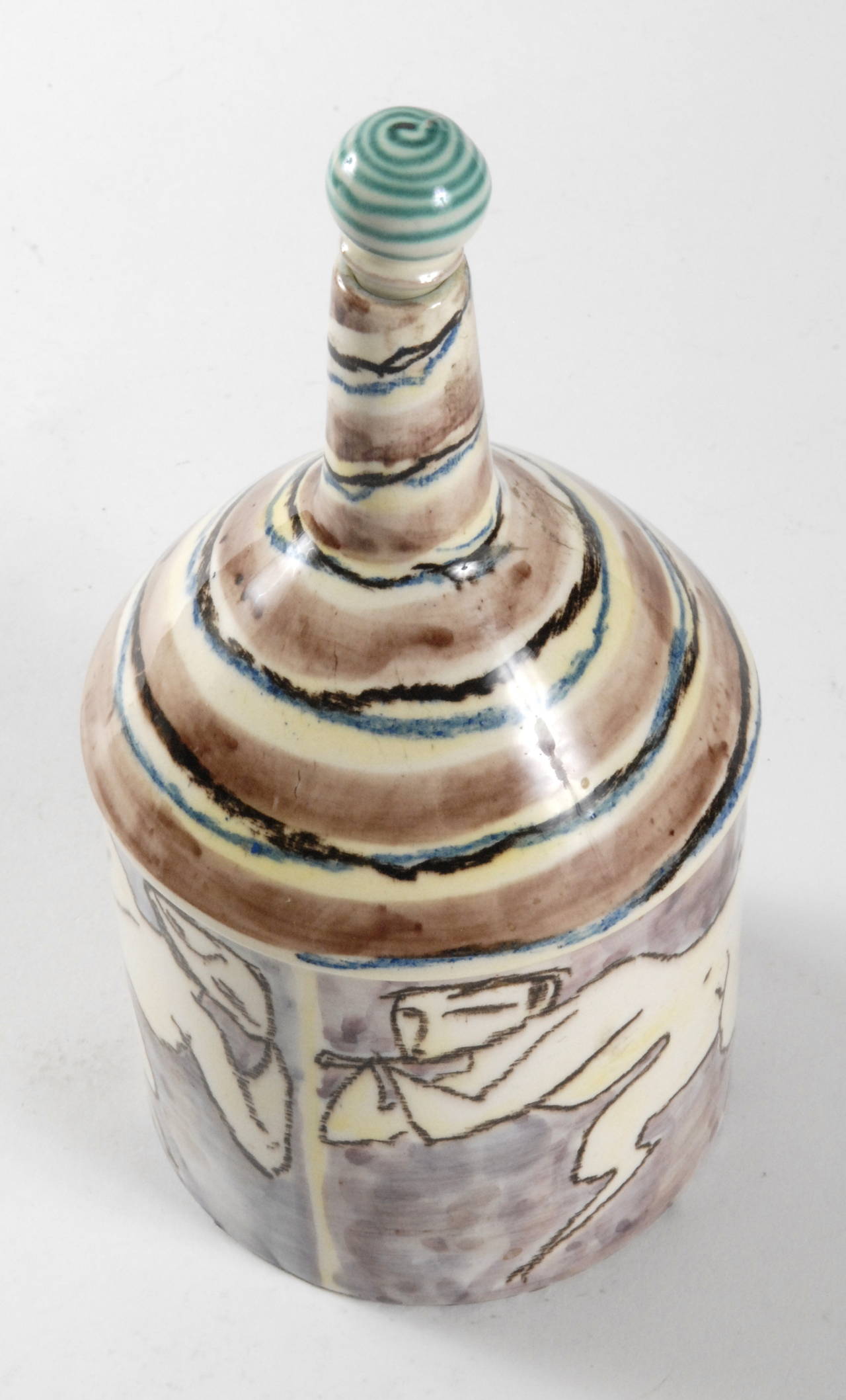 Hand-Crafted Mid Century Marcello Fantoni for Raymor Stoppered Decanter For Sale
