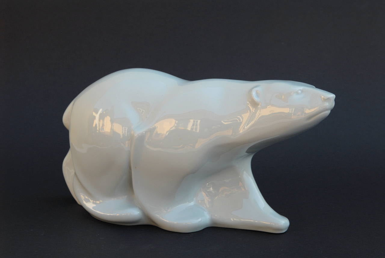 Art Deco Spode 'Onyx' Ceramic Polar Bear In Excellent Condition In Pymble, NSW