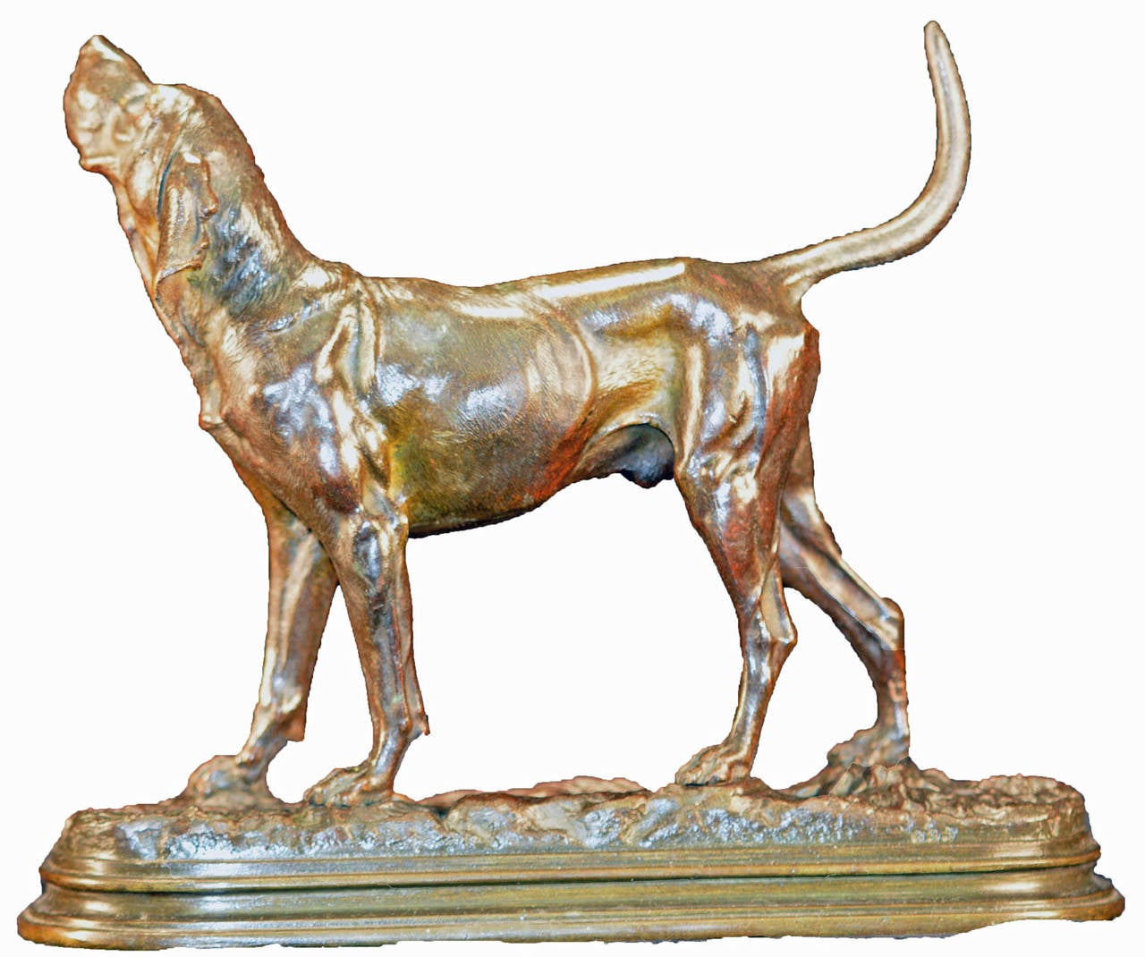 19th Century Alfred E. Dubucand Bronze American English Coonhound