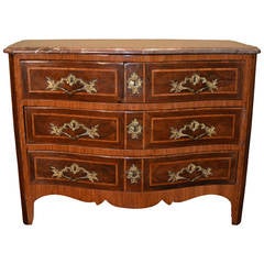 Antique French 18th Century Regency Signed Marble-Top Commode