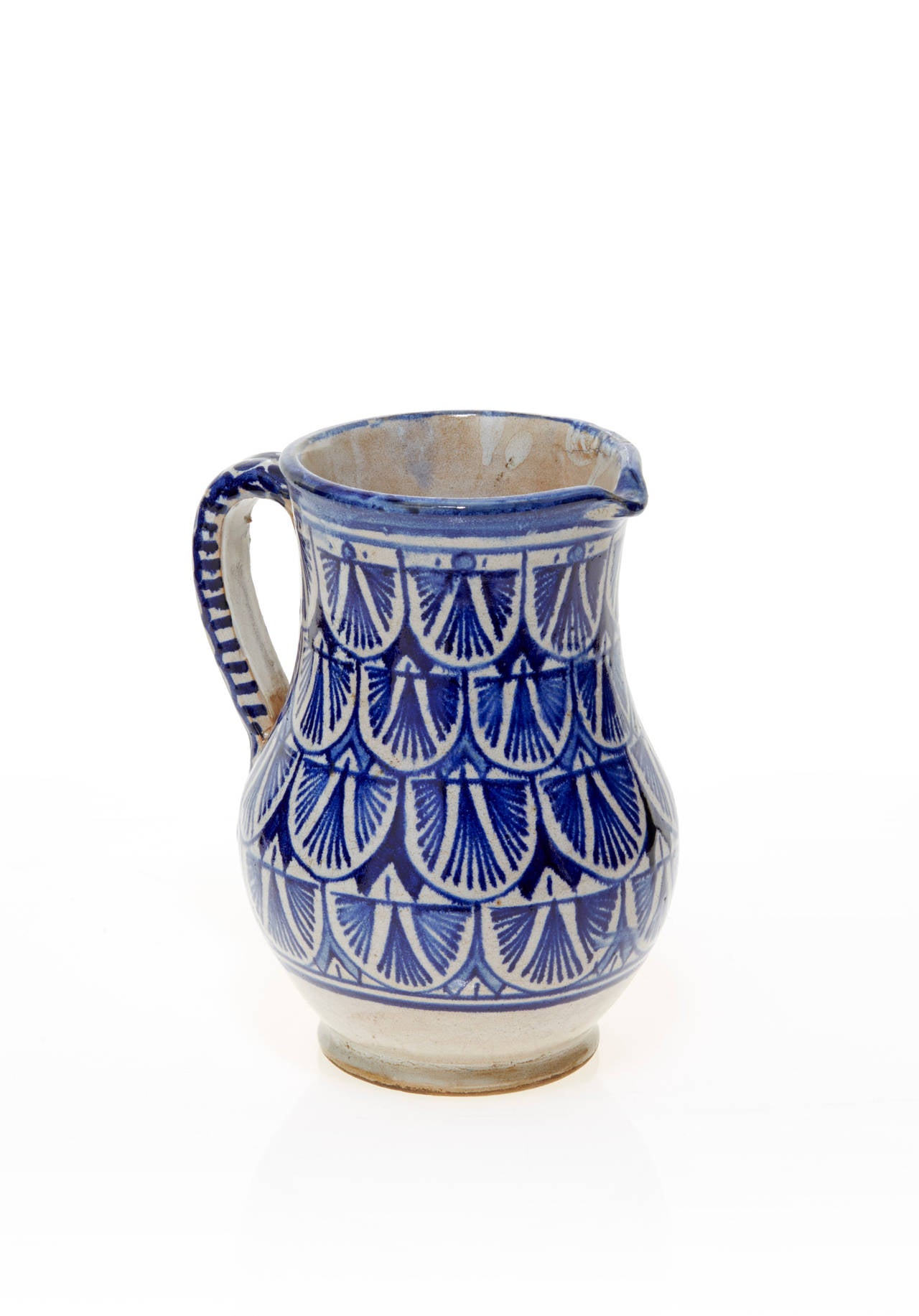 Pair of Vintage Blue and White Hand-Painted Moroccan Carafes