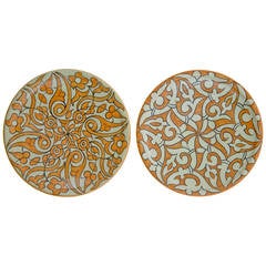 Hand-Painted Dessert Plates from Morocco with Oriental Decorative Motifs