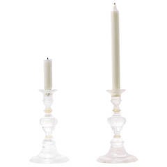 Pair of Crystal Rock Candleholders