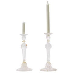 Pair of Crystal Rock Candleholders