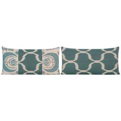 Pair of Yastik Sissinghurst Ikat Cushions by Rifat Ozbek