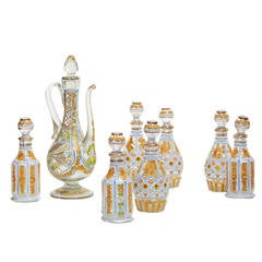 Antique Bohemian Oil and Vinegar set, late 19th Century.