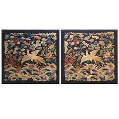 Late 19th Century Pair of Chinese Embroidered Silk Panels