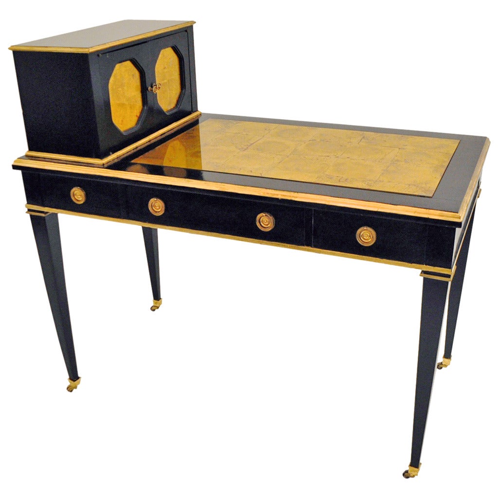 Ebonized Cartonnier Desk by Jansen For Sale