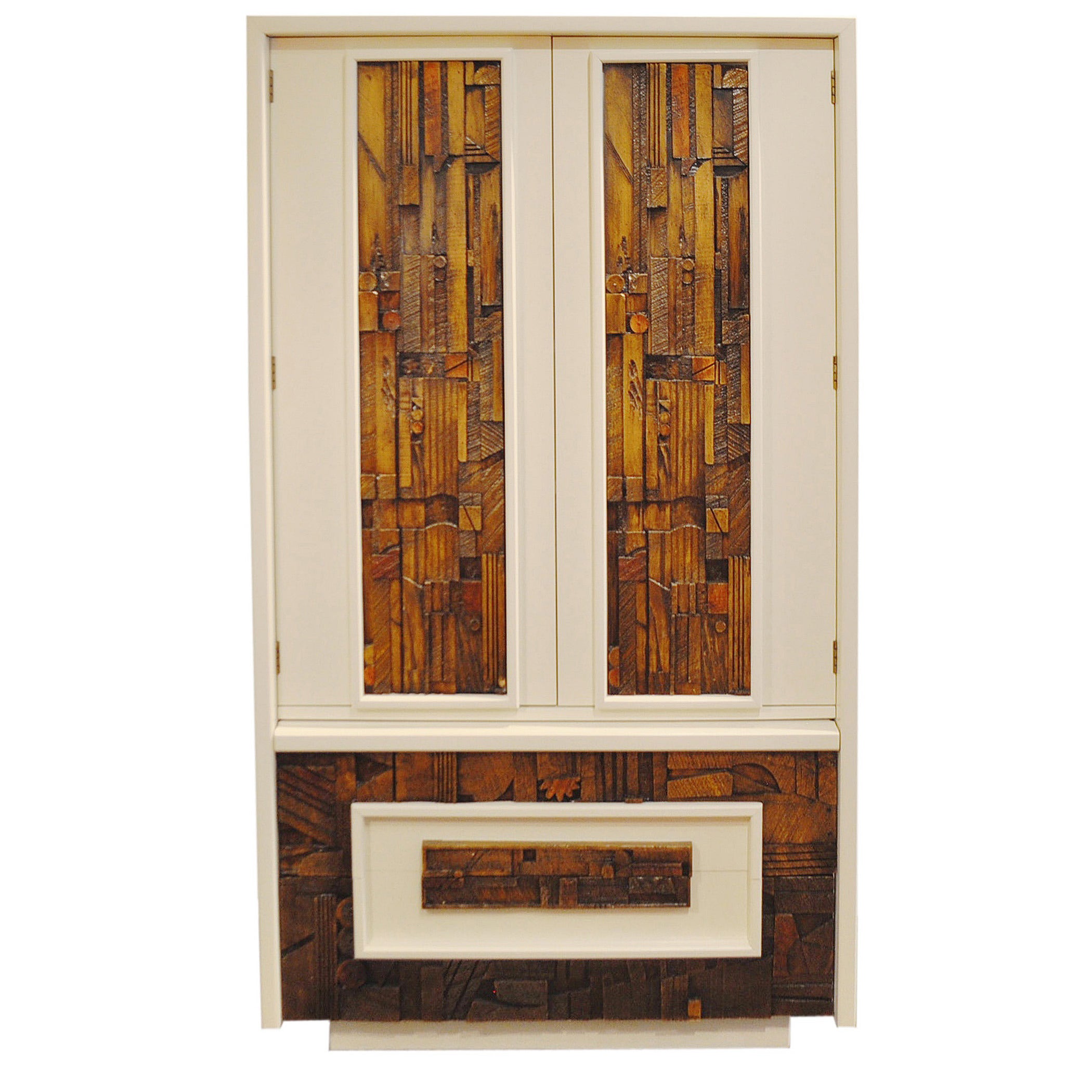 Lacquered Large Brutalist Armoire by Lane