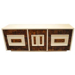 Vintage Lacquered Brutalist Nine-Drawer Dresser by Lane