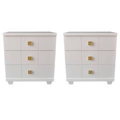 White Lacquer Three-Drawer Chests