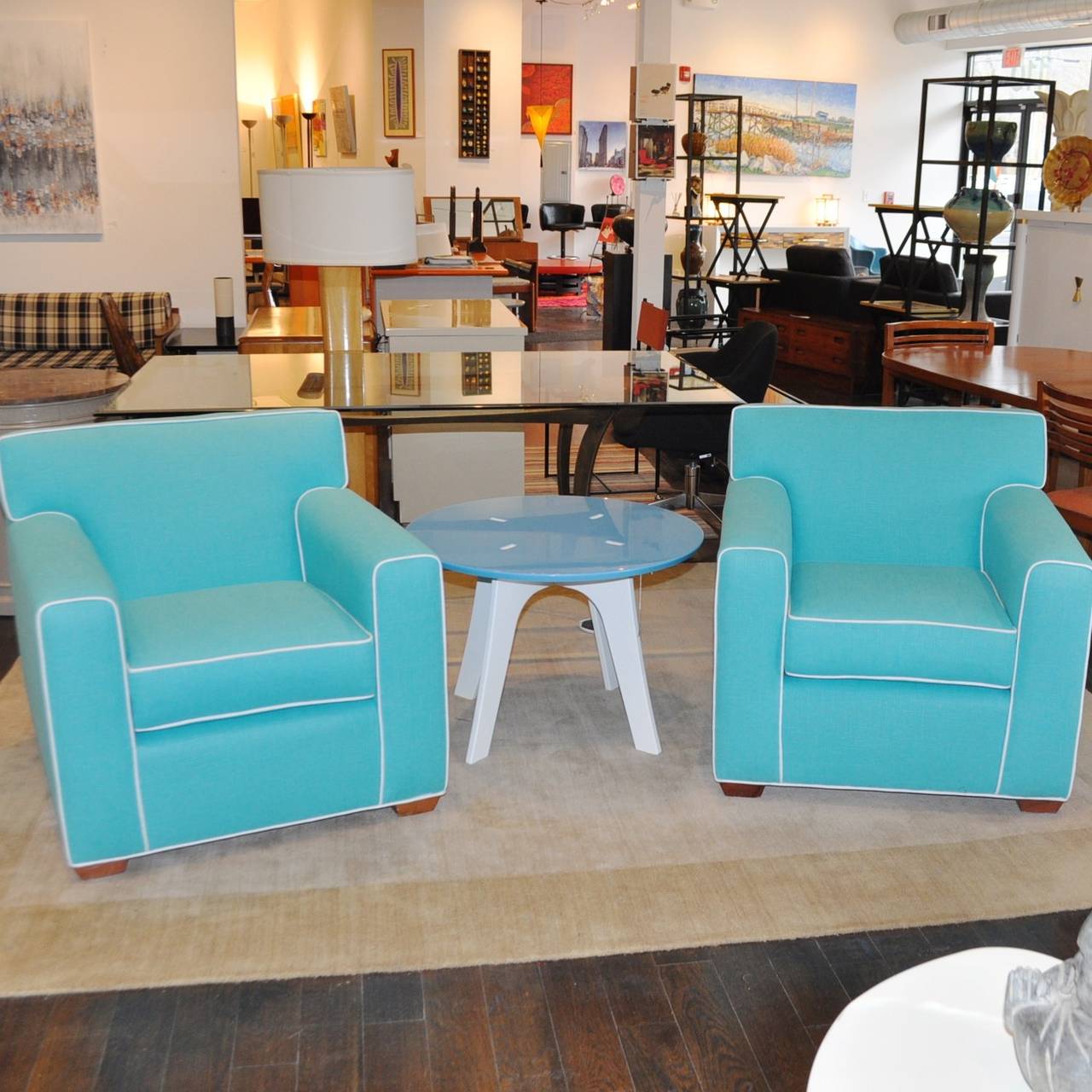Contemporary Turquoise Club Chairs
