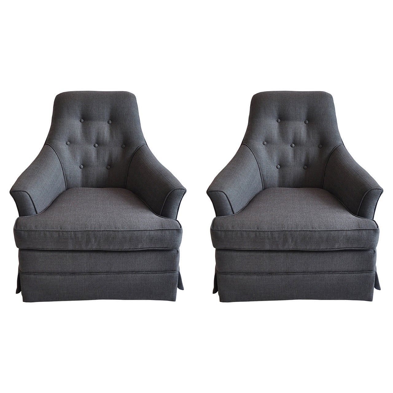 Pair of Hollywood Regency Tufted Club Chairs