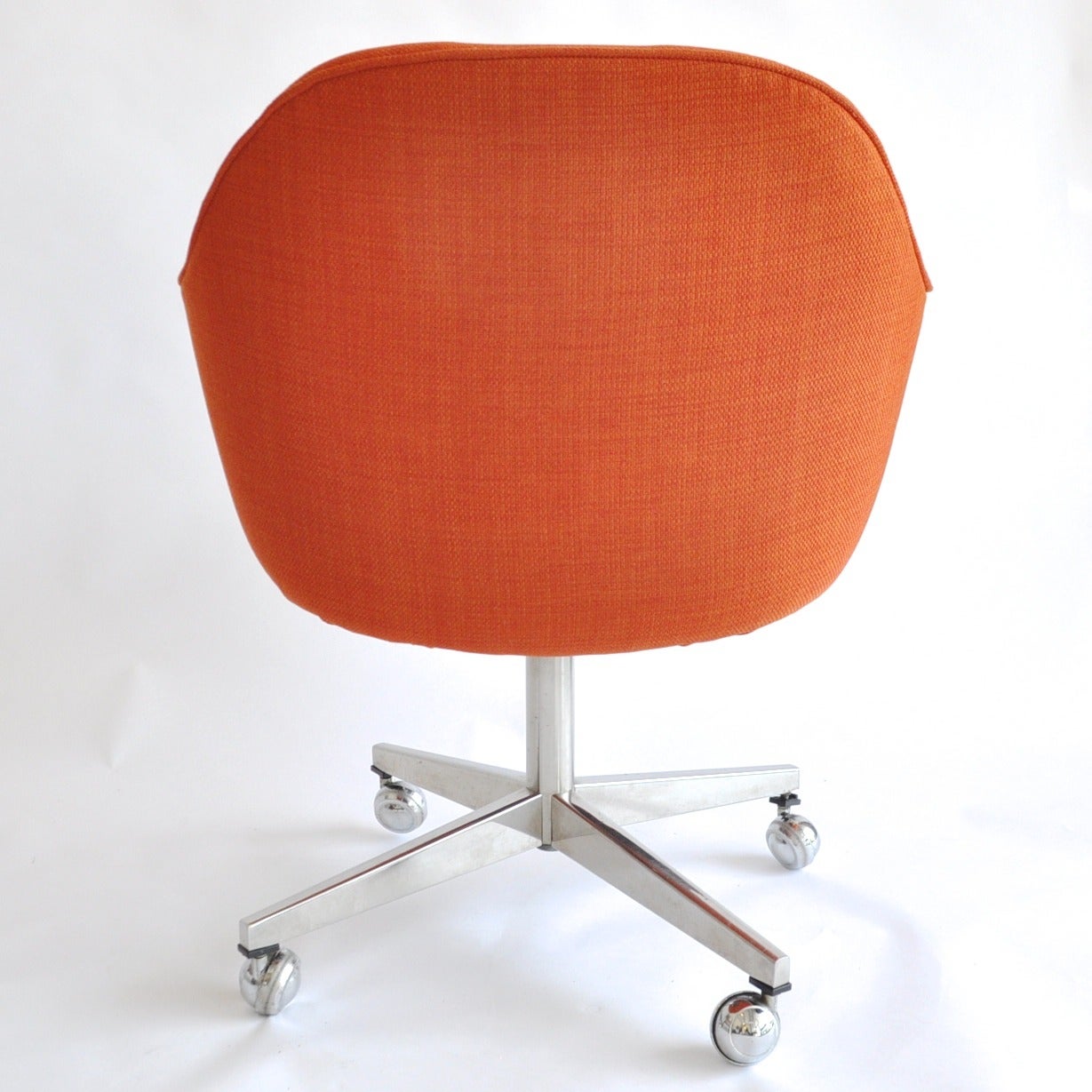 20th Century Saarinen Style Orange Linen Desk Chairs